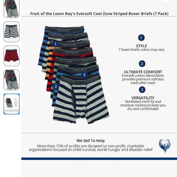 🔴 4/$15 Fruit of the Loom Bundle of 7 Boys Striped Boxer Briefs size S in EUC - Picture 7 of 11